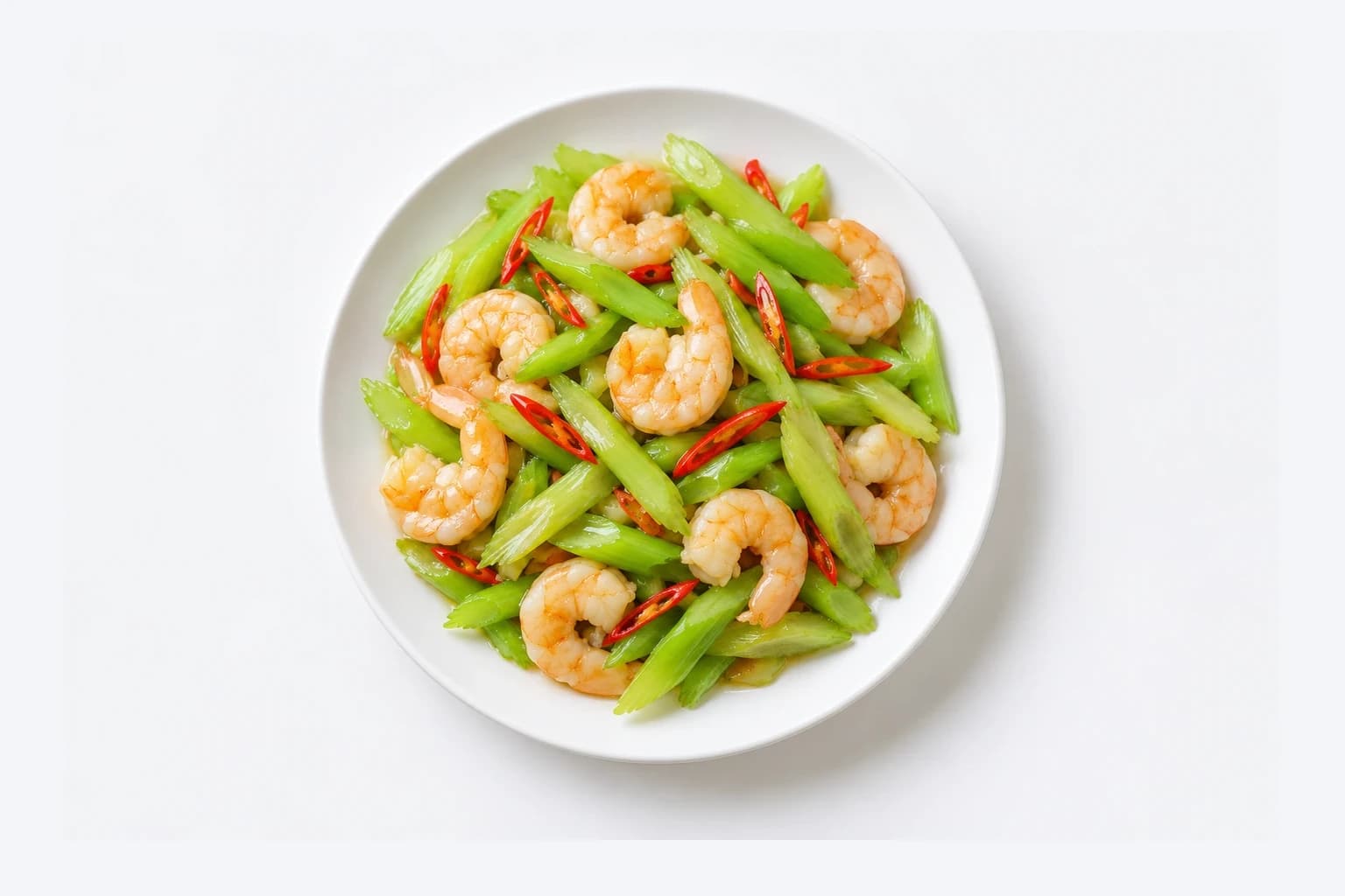 Celery and shrimp stir-fry