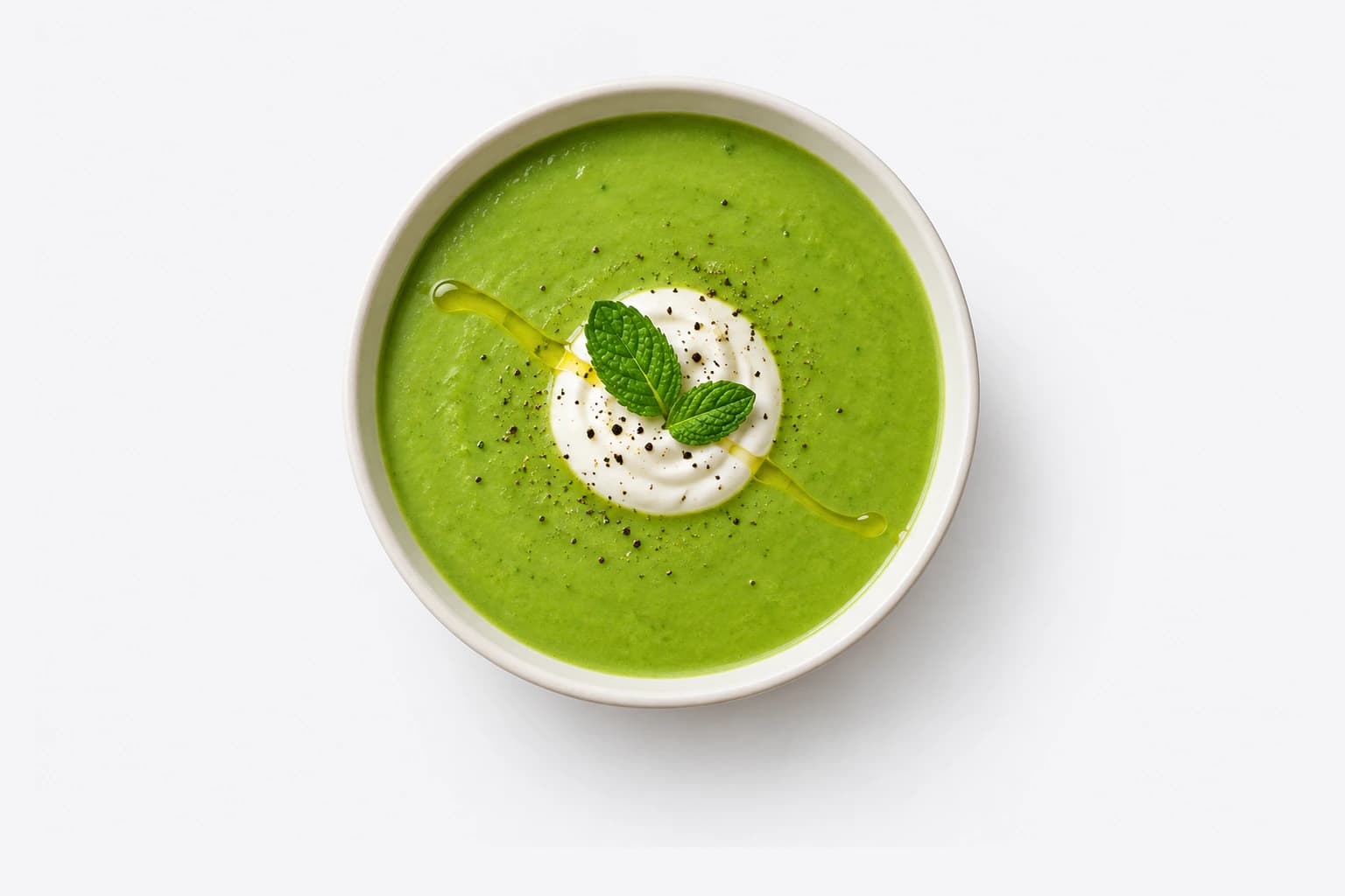 Crema de guisantes y menta